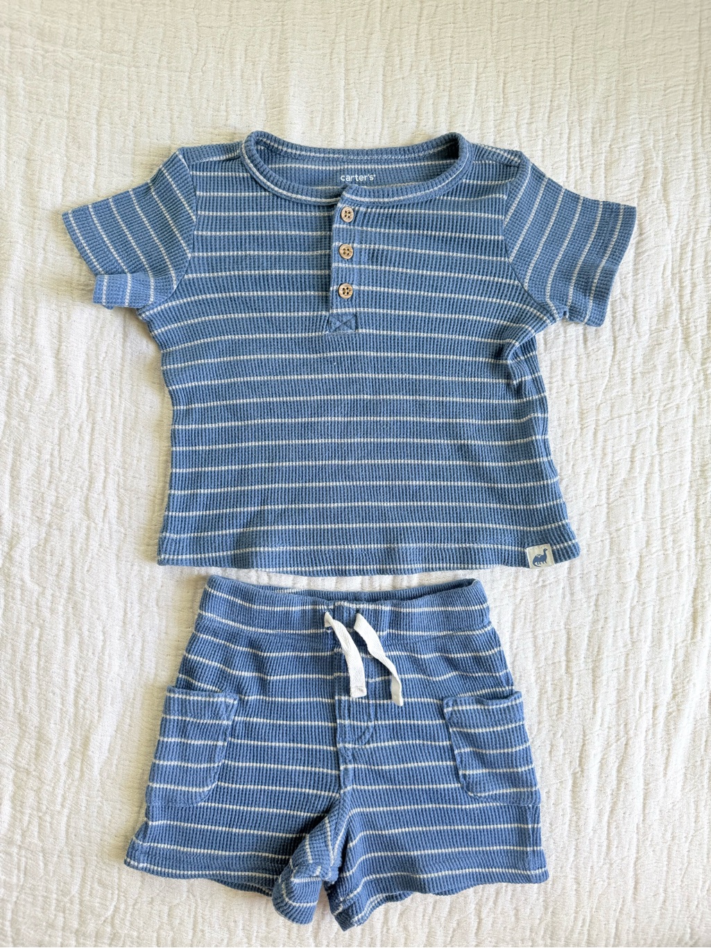 Blue Waffle Textured Matching Set
